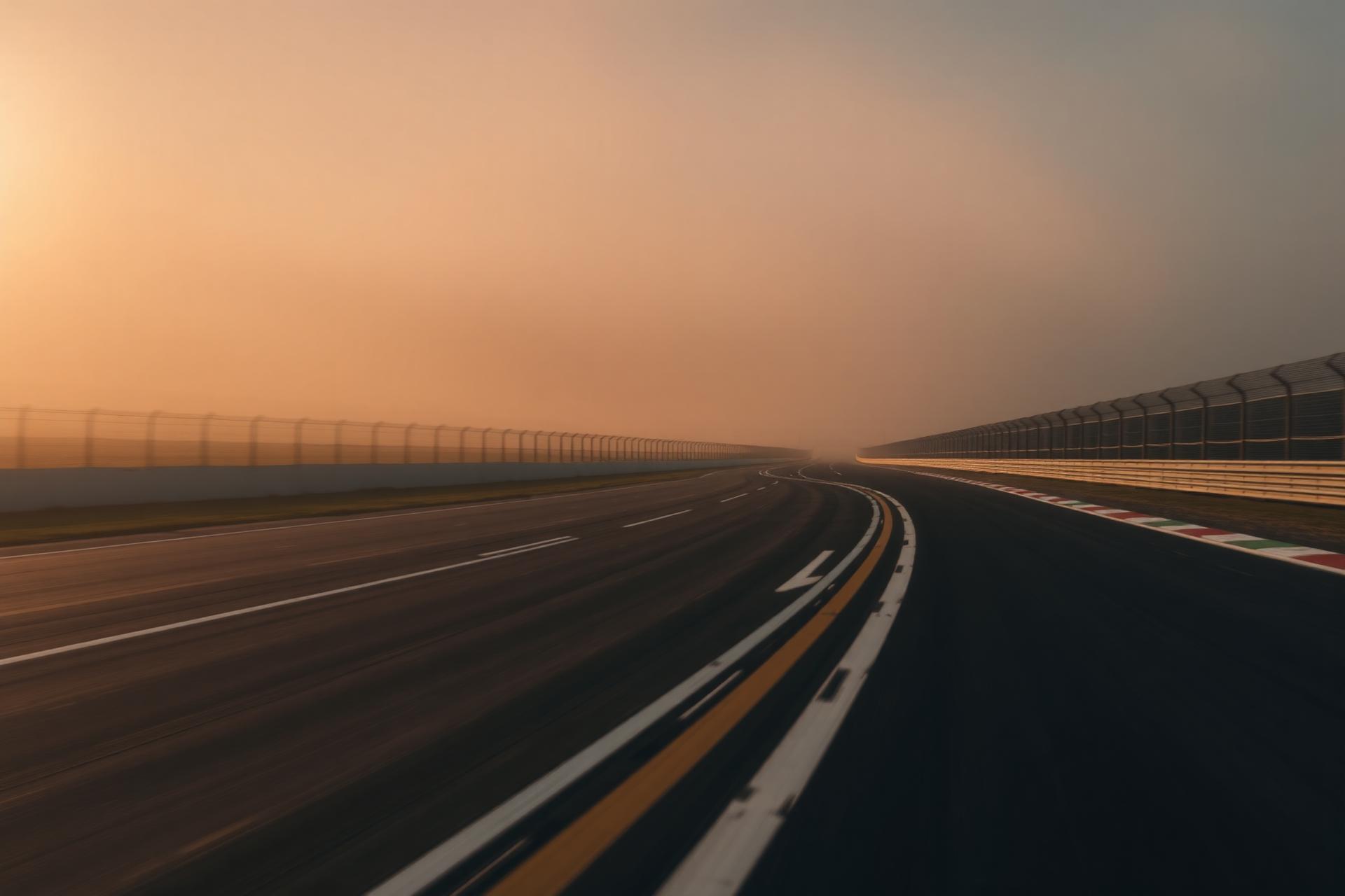 Pista de carreras al atardecer